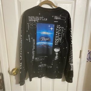 PRPS Skylab Future Systems Crew neck Sweatshirt Distressed Size S Men’s Pockets